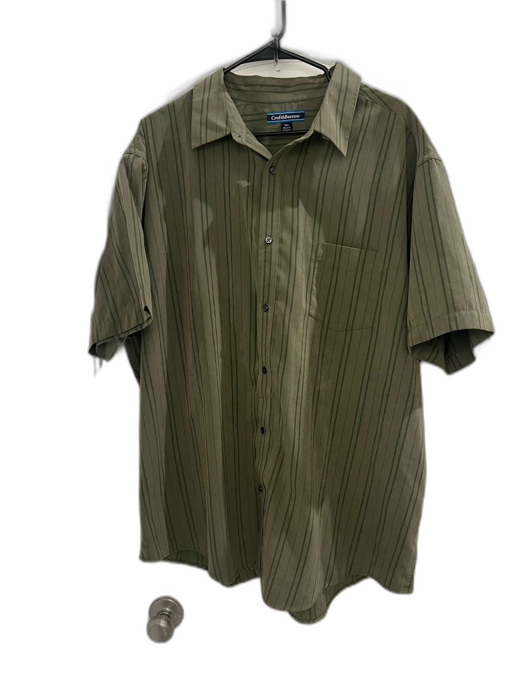 Croft & Barrow XXL Olive Green Striped Button-Front Shirt